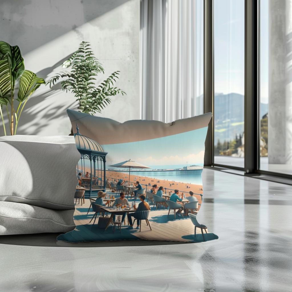 Contemporary Brighton Café Cotton Cushion