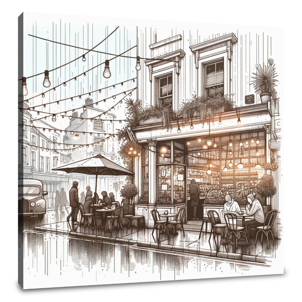 Rainy Day Café Canvas