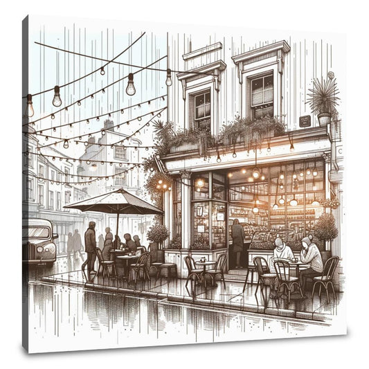 Rainy Day Café Canvas