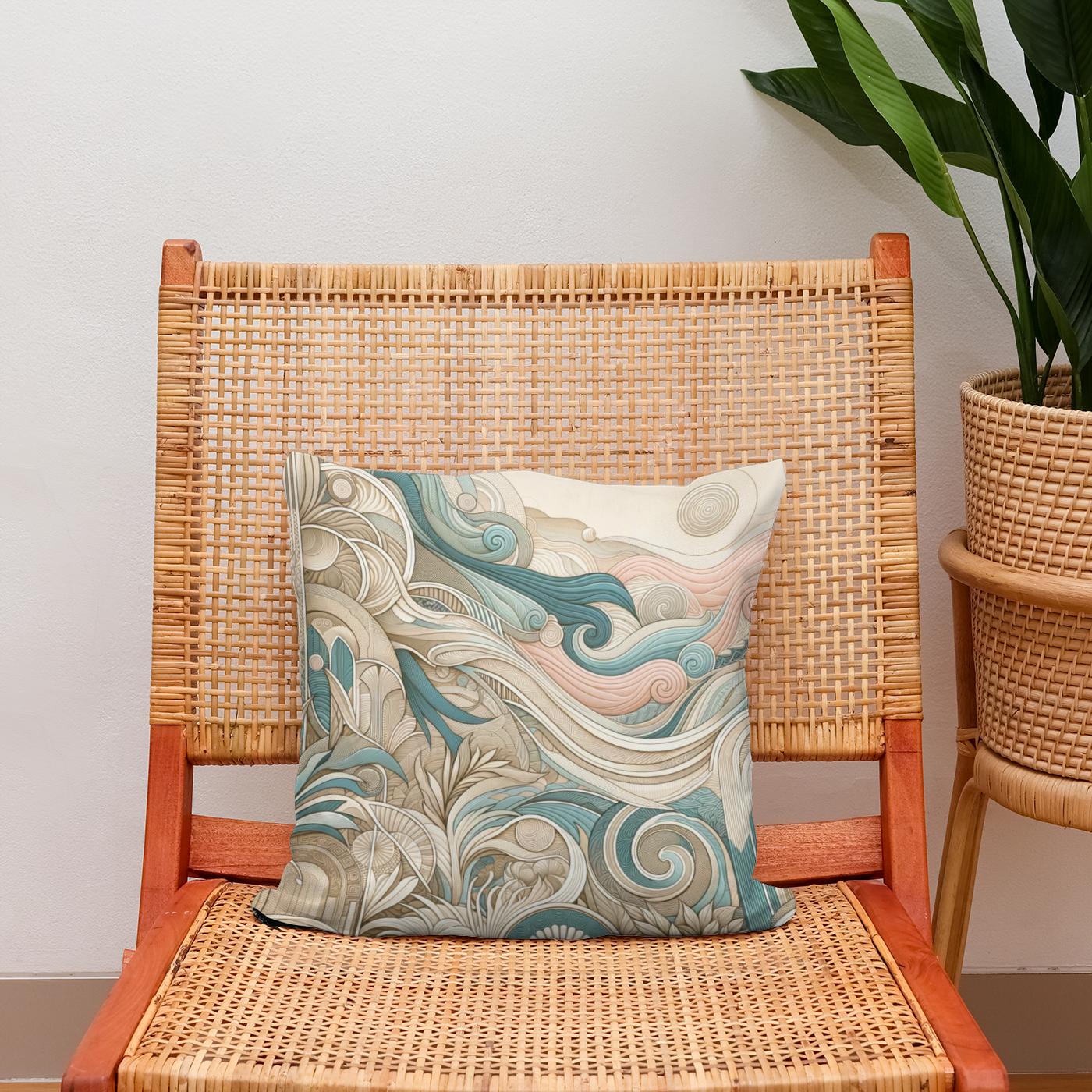 Seascape Whispers Mural Cotton Cushion