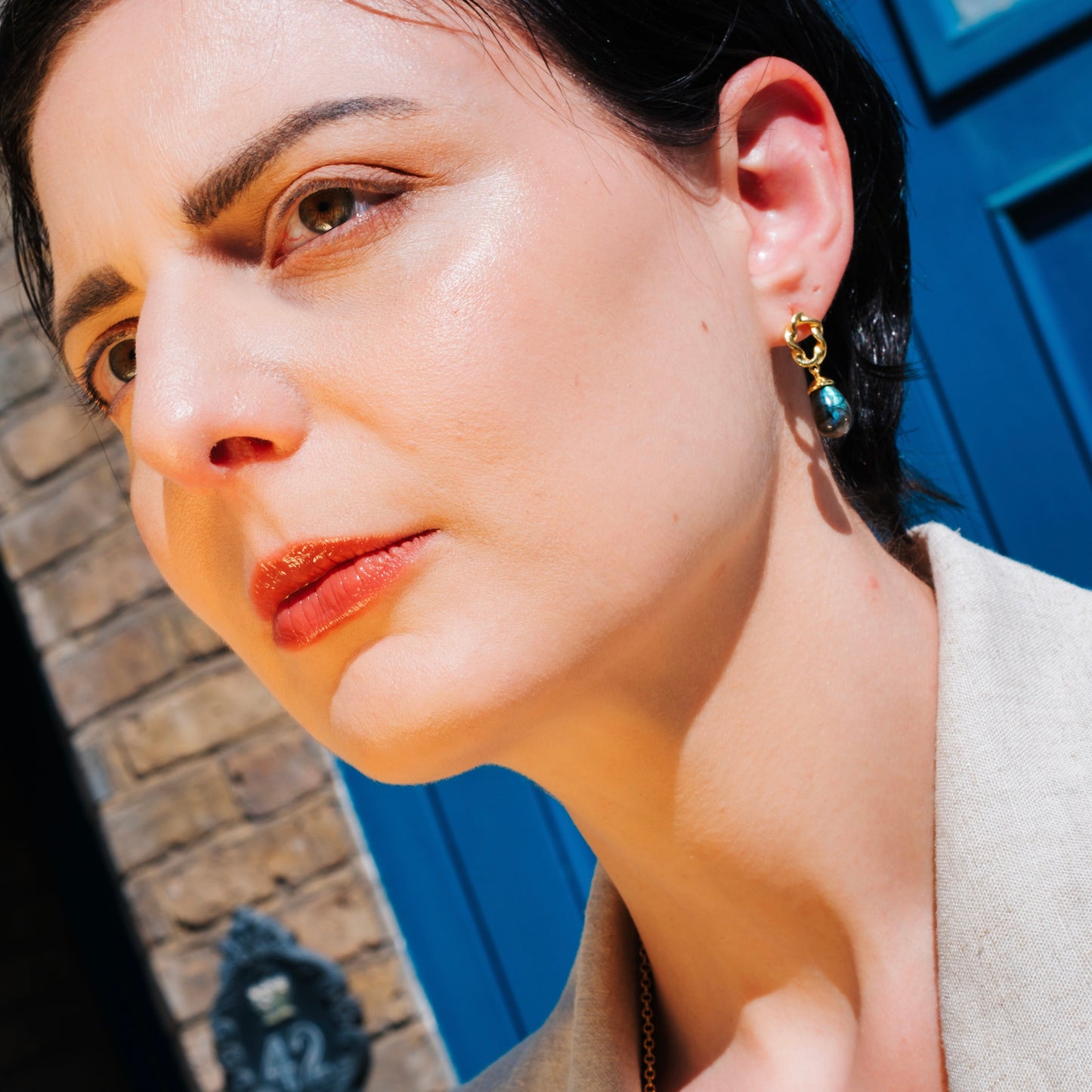 Moirai Twisted Loop Earrings Rose Quartz