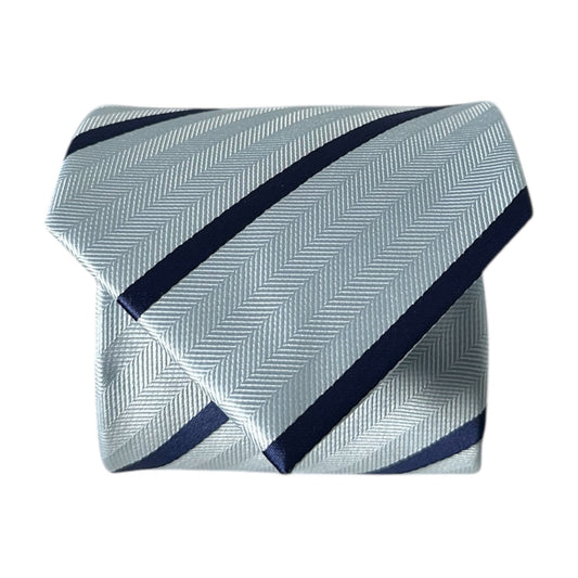 Light Blue & Navy Blue Stripe Tie - Hawksmoor Edit