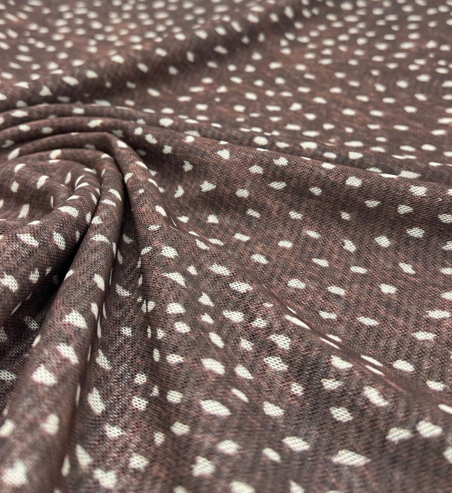 Brown Spot Print Mesh Fabric Stretch