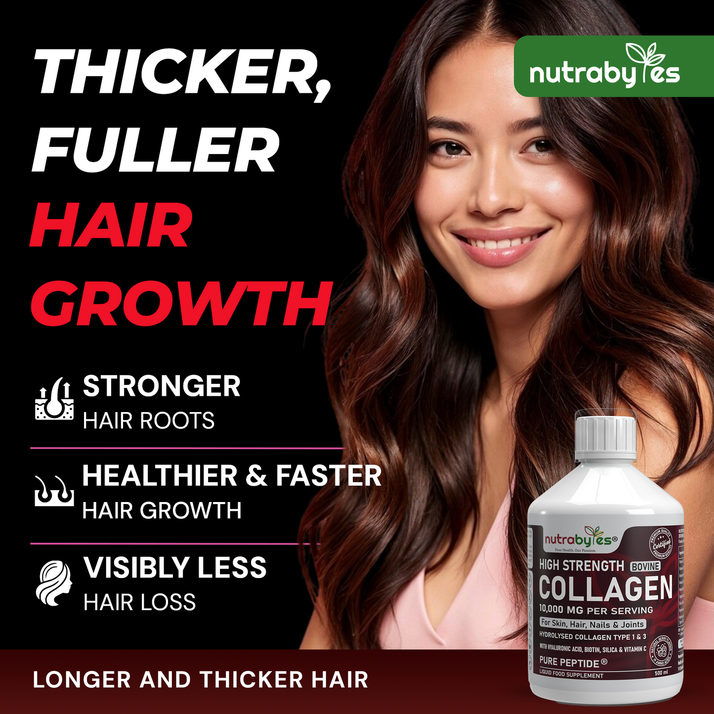 High-Strength Liquid Bovine Collagen Supplement for Women and Men, 10,000 mg Liquid Collagen with Hyaluronic Acid and Vitamin C, 19 Amino Acids, Collagen Types 1 and 3, Berry Flavoured, Halal & Kosher certified