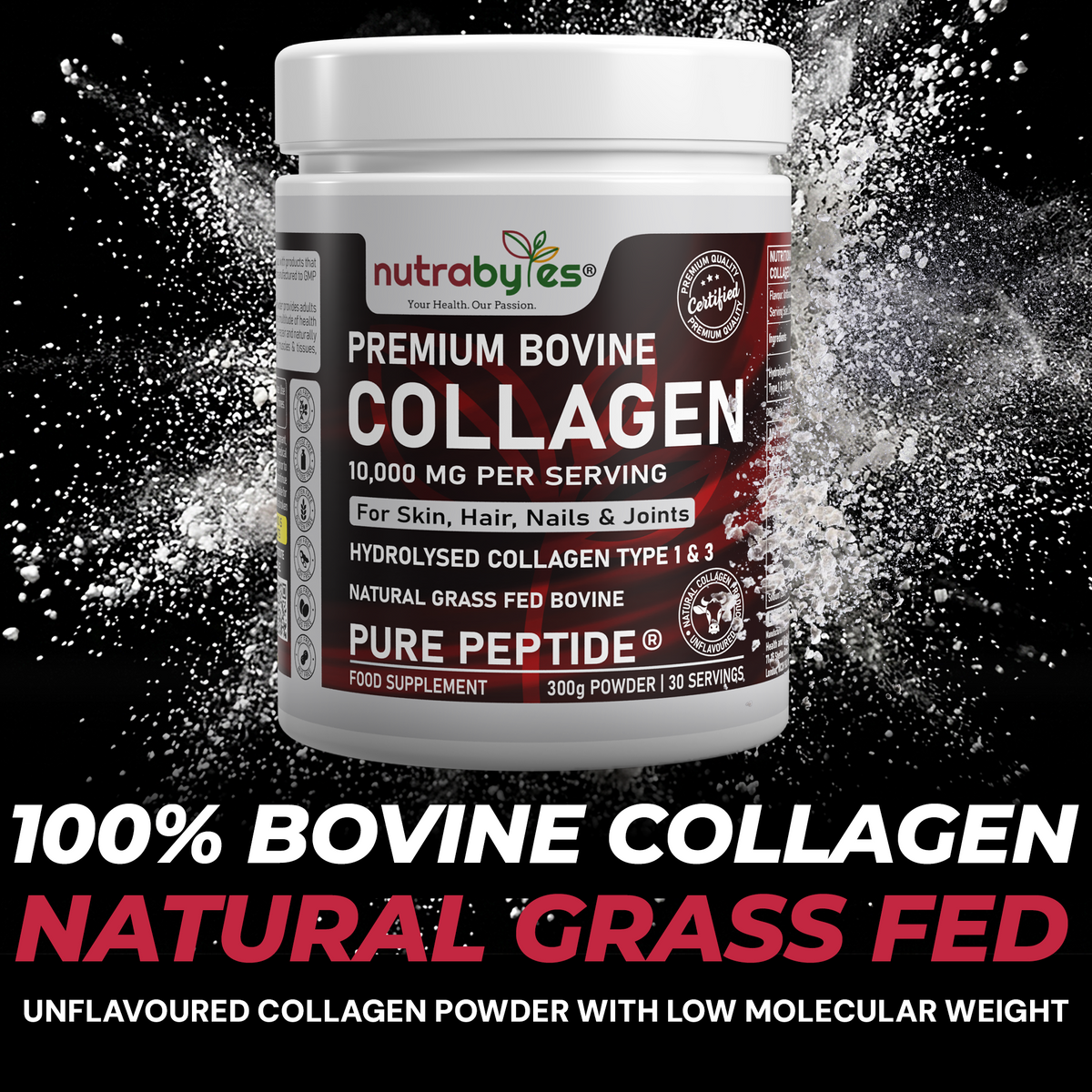 Premium Bovine Collagen Powder 10,000mg | Grass Fed | 19 Amino Acids