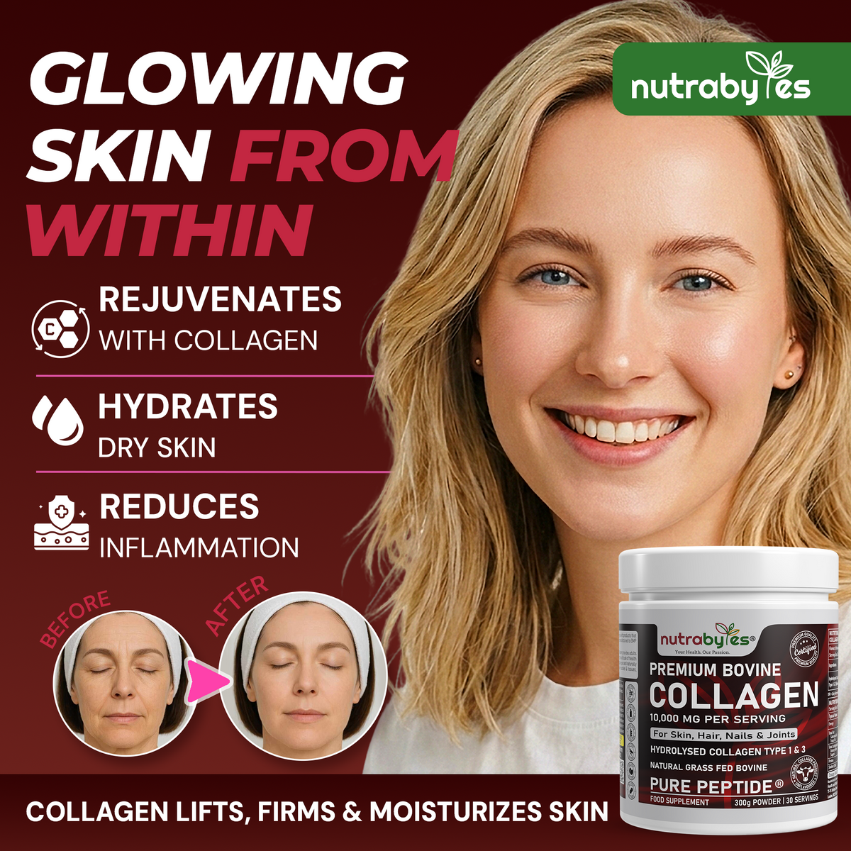 Premium Bovine Collagen Powder 10,000mg | Grass Fed | 19 Amino Acids