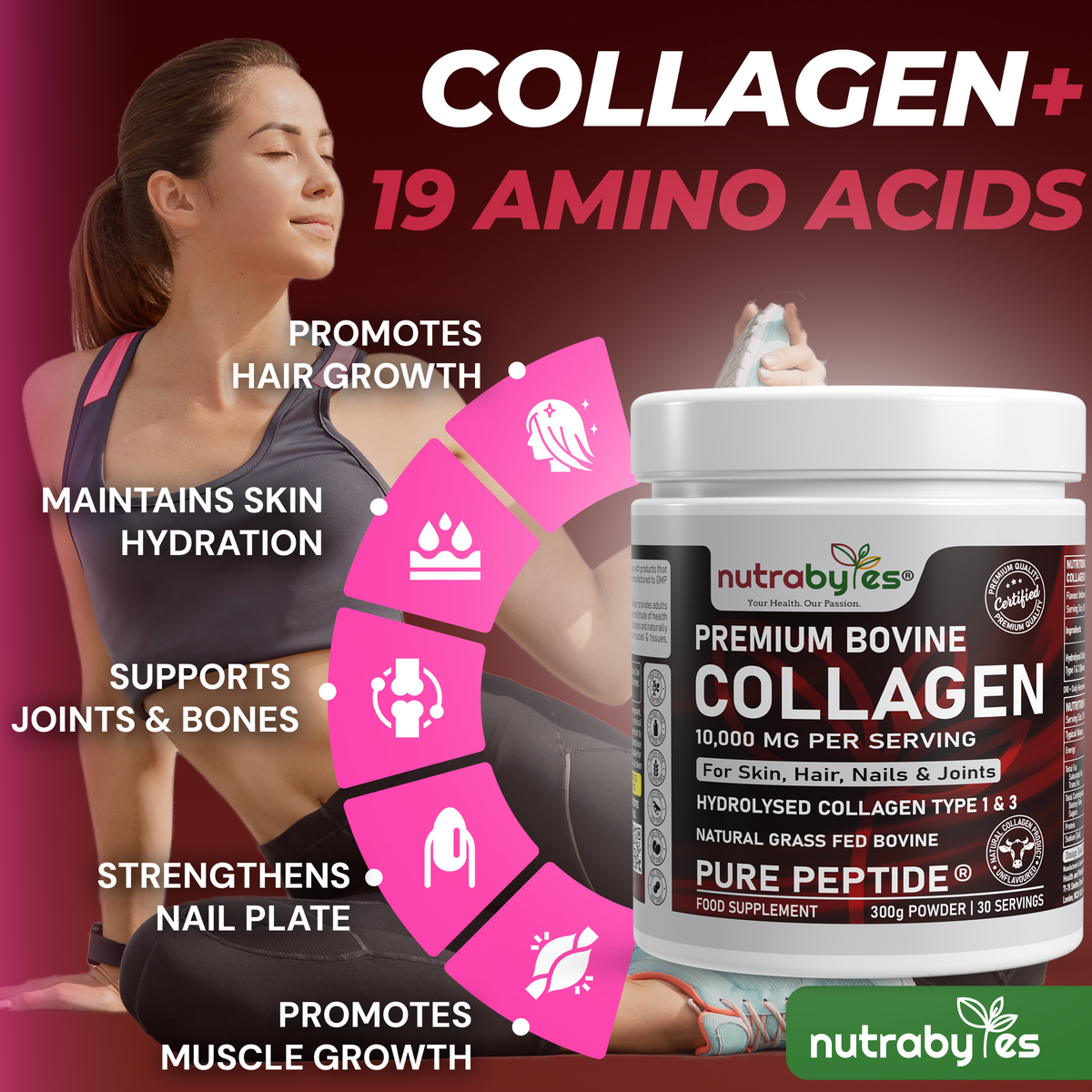 Premium Bovine Collagen Powder 10,000mg | Grass Fed | 19 Amino Acids