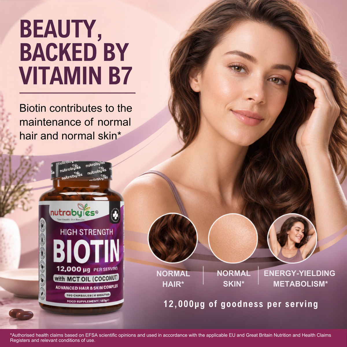 Biotin 12,000 mcg with MCT Oil, 180 Capsules | 6 Months | Vegan Certified
