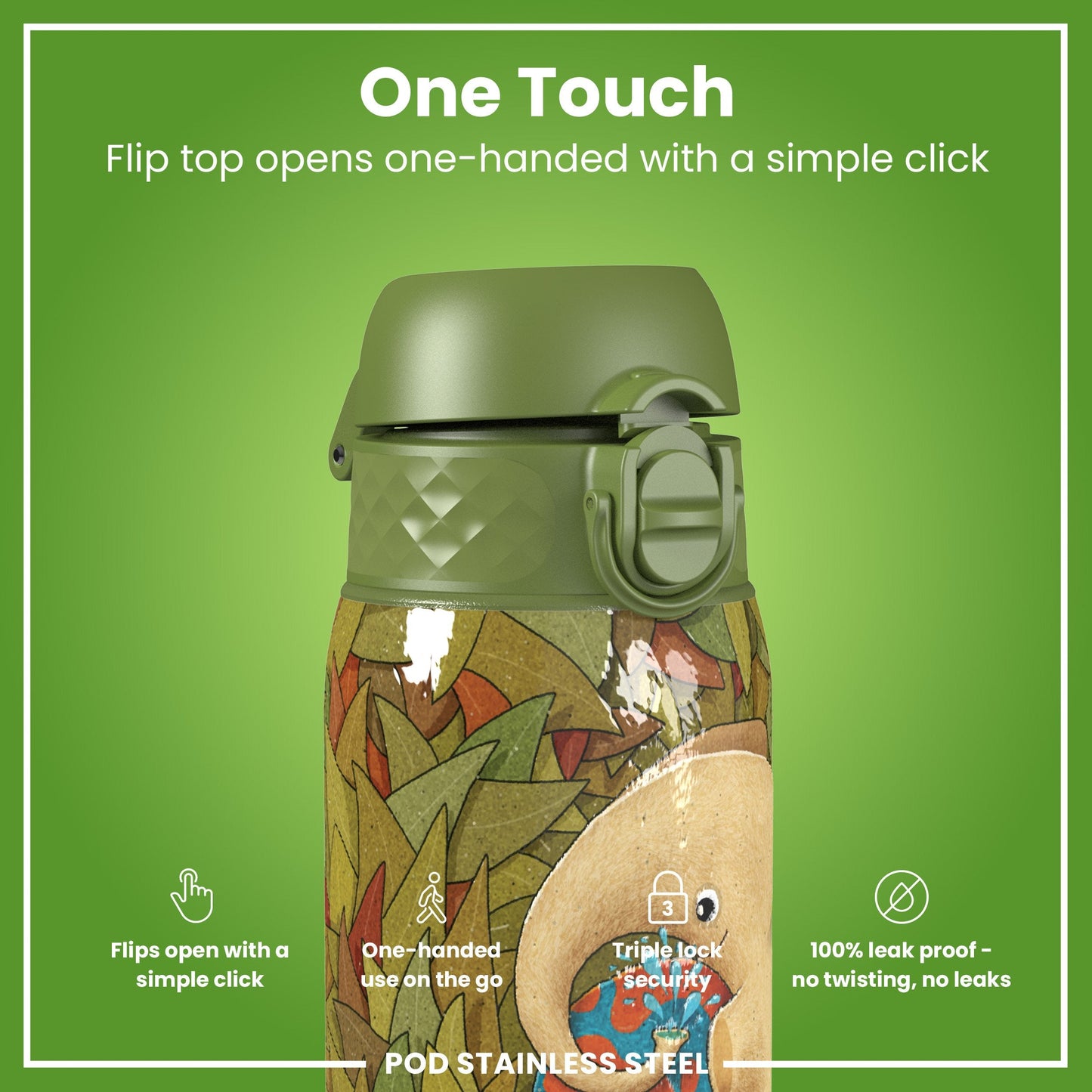 Leak Proof Water Bottle, Stainless Steel, Elephant, 400ml (13oz)