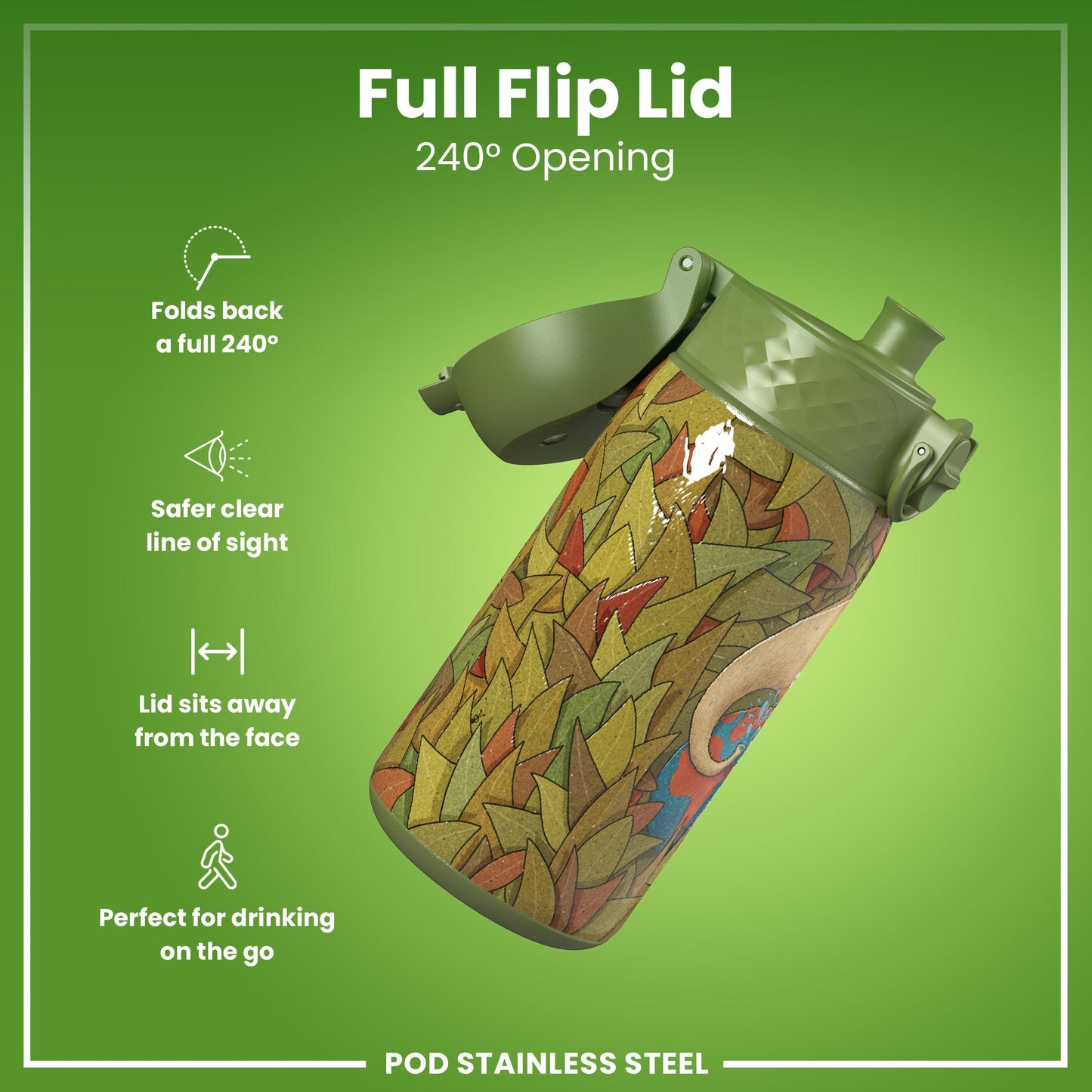 Leak Proof Water Bottle, Stainless Steel, Elephant, 400ml (13oz)