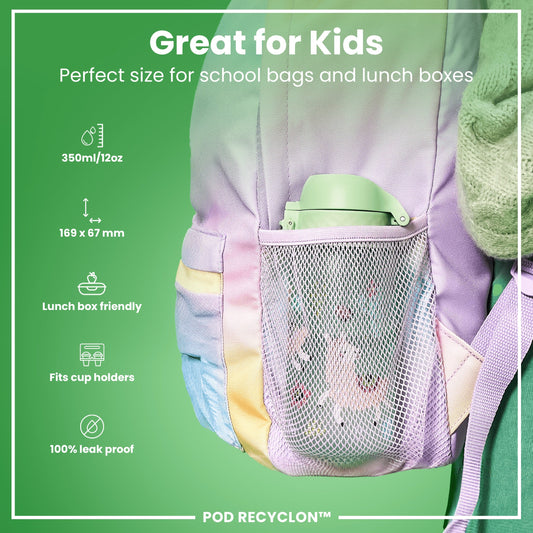 Leak Proof Kids Water Bottle, Recyclon, Llamas, 350ml (12oz)