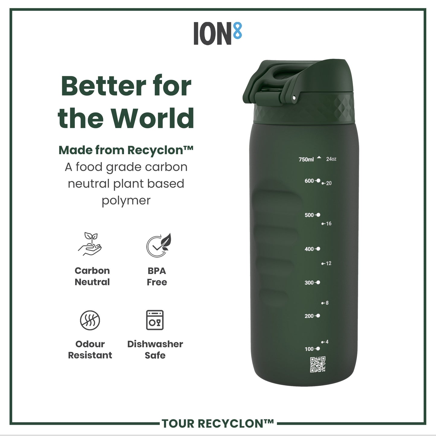 Bottle, Recyclon, Dark Green, 750ml