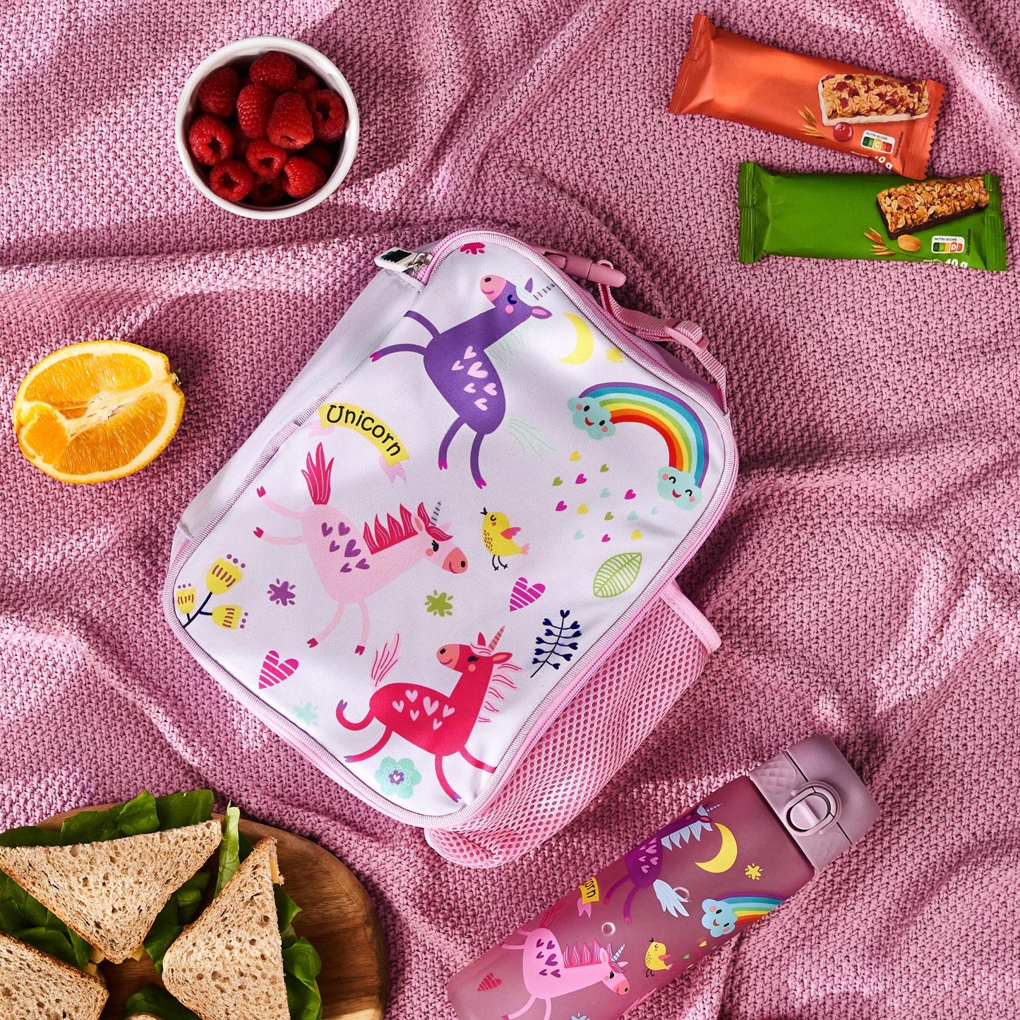 Kids Lunch Bag, Insulated, Unicorns, Medium