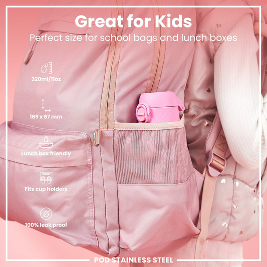 Leak Proof Thermal Steel Water Bottle, Insulated, Ladybugs, 320ml (11oz)