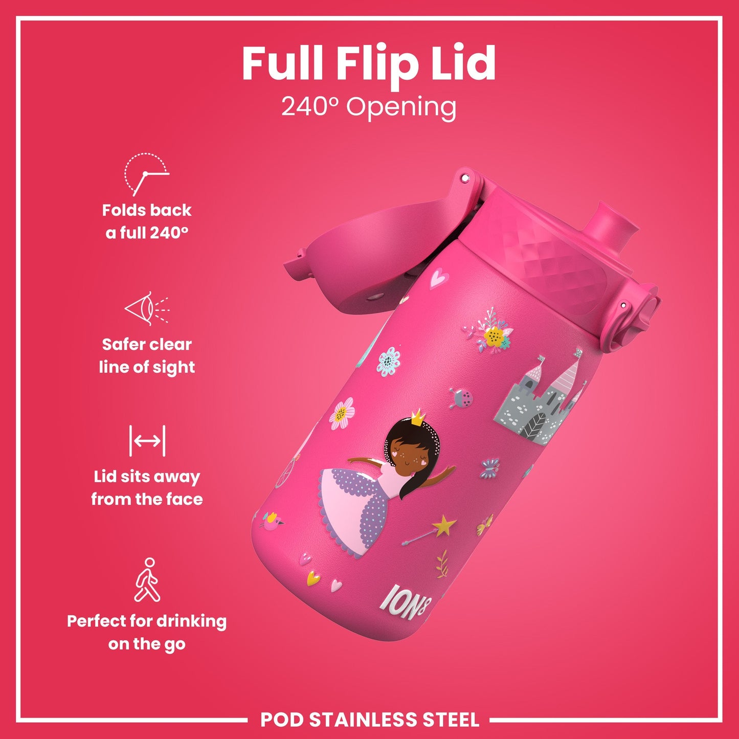 Leak Proof Thermal Steel Water Bottle, Insulated, Princess, 320ml (11oz)