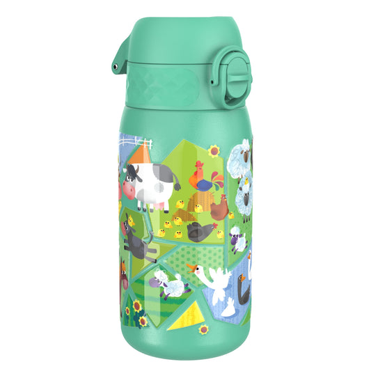 Leak Proof Kids Water Bottle, Stainless Steel, Farming Animals, 400ml (13oz)