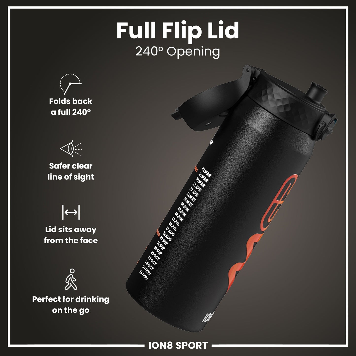 MotoGP x ION8 Insulated Steel Water Bottle, MotoGP Calendar, 750ml (24oz)