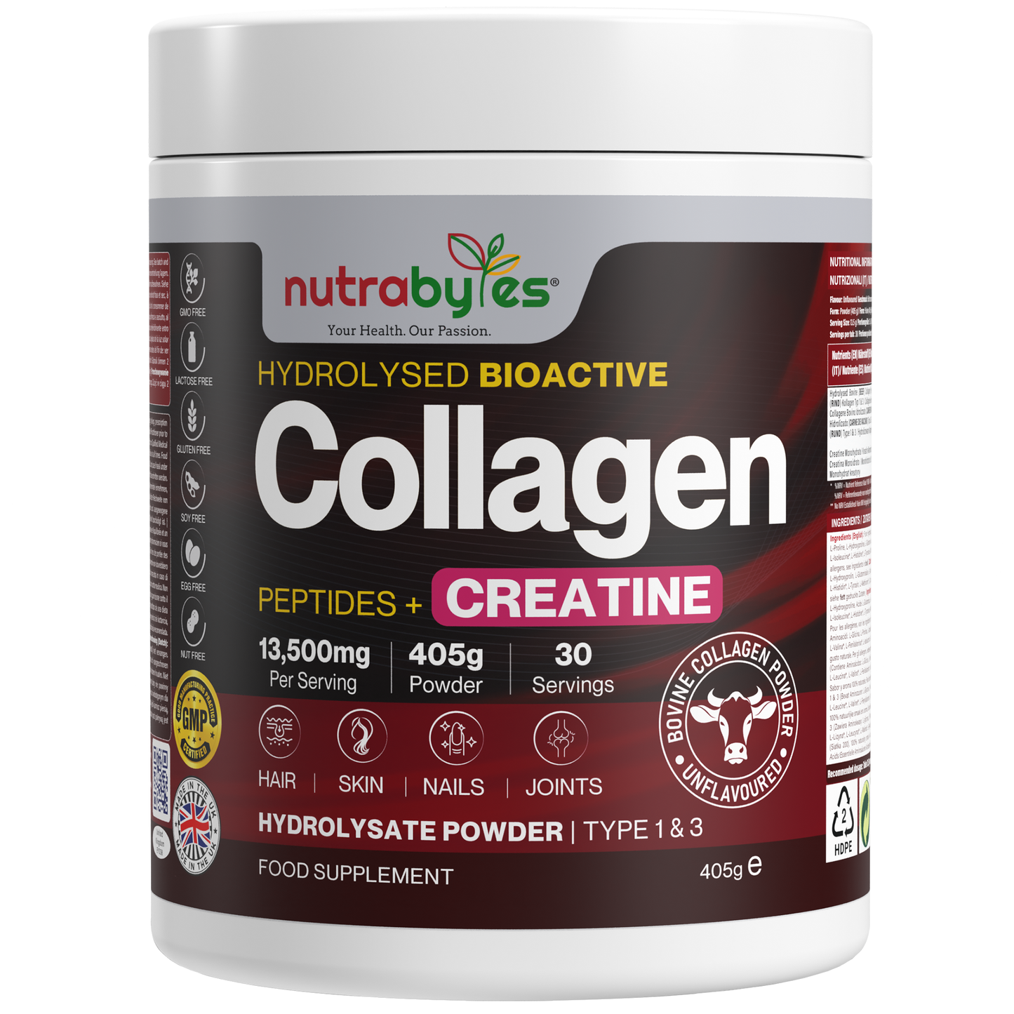 Collagen Powder with Creatine Monohydrate | Ultimate Beauty & Fitness Combo | Unflavoured | 405g