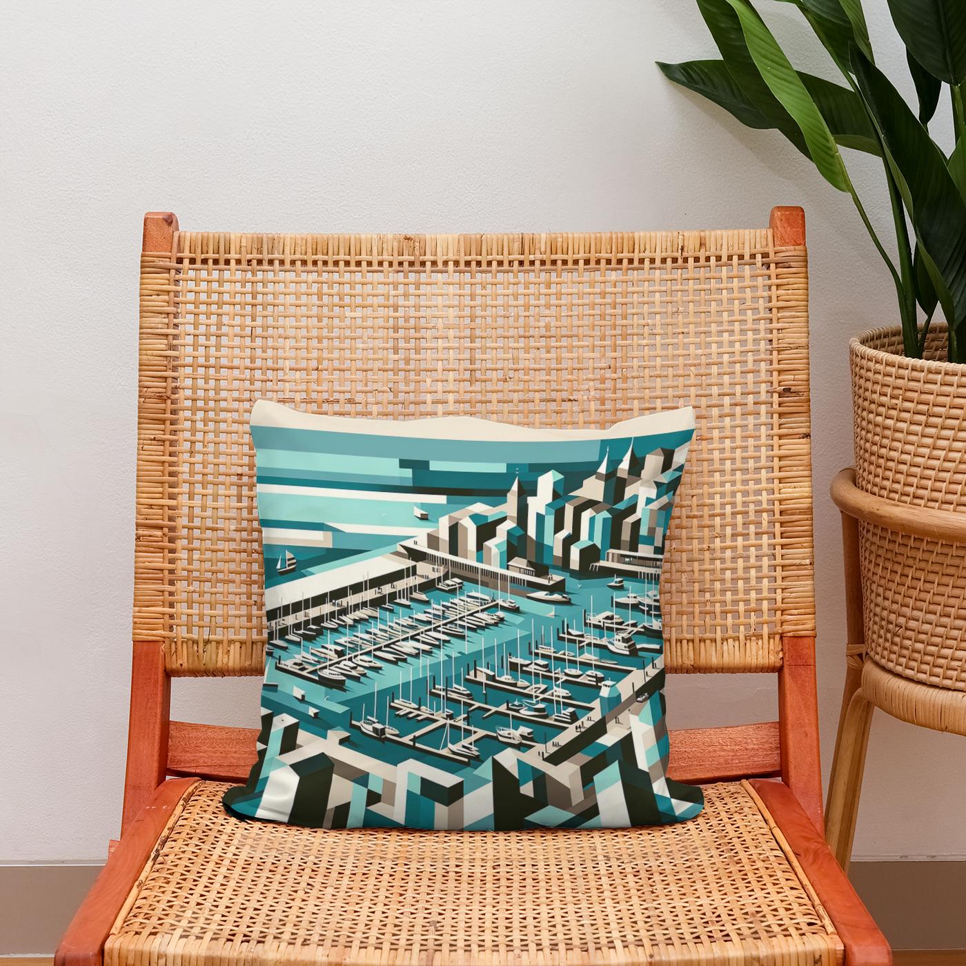 Abstract Brighton Marina Cotton Cushion