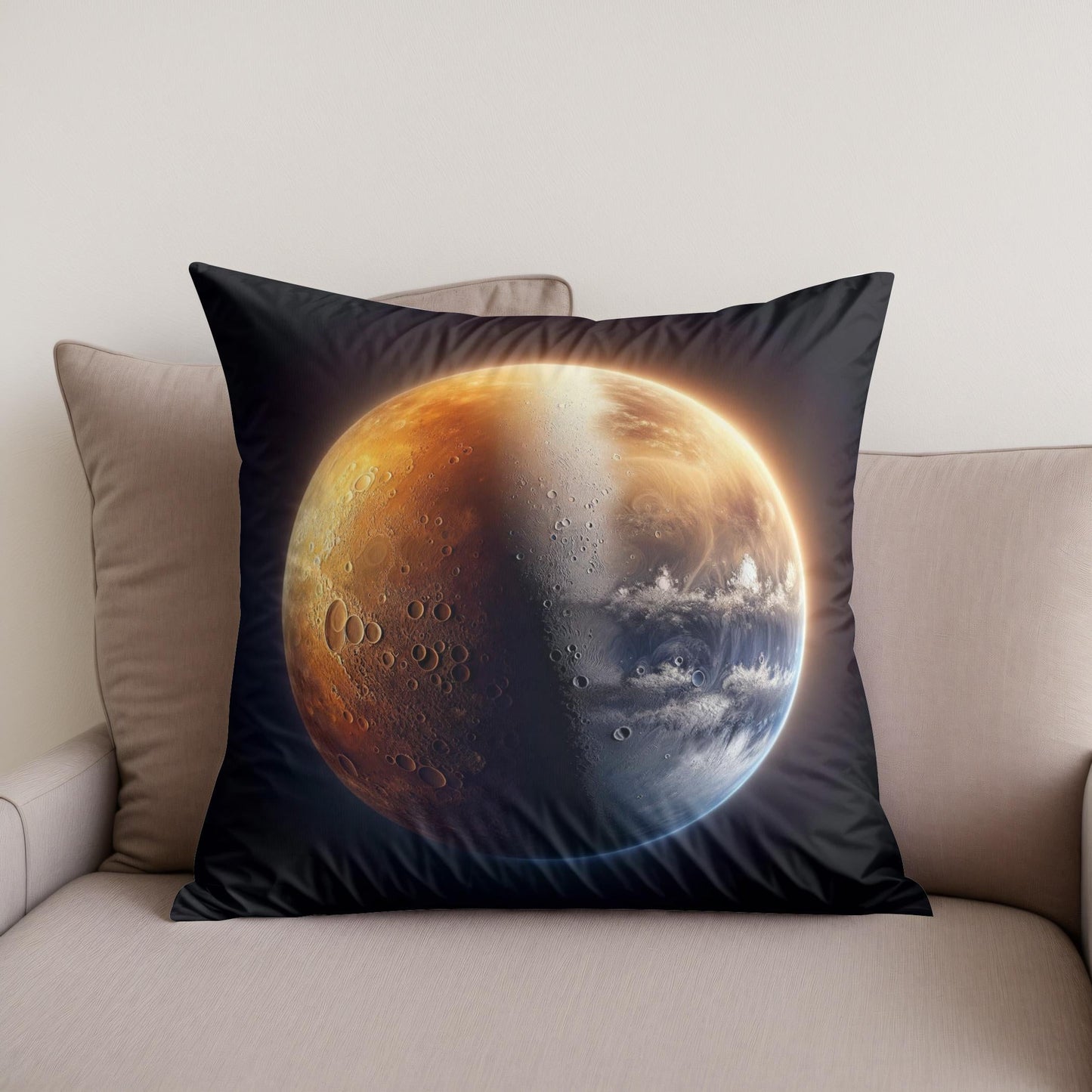 Mercury's Twilight Divide Cotton Cushion