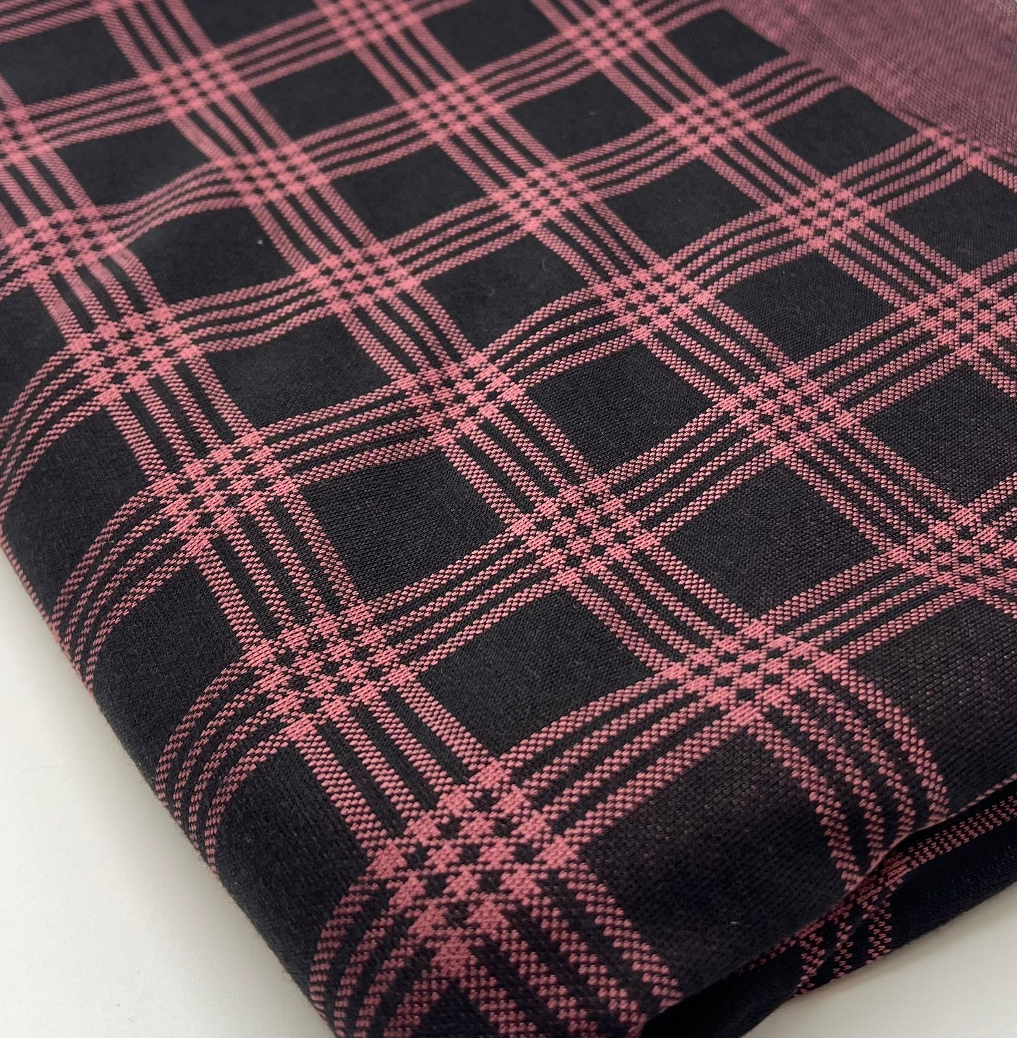 Burgundy Check Jacquard 2 Way Stretch Fabric
