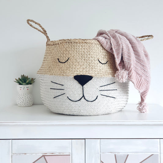 White Bottom cat Whiskers Basket - Extra Large