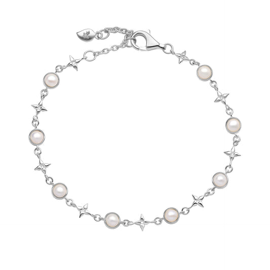 Laura Ashley Silver Hartley Check Mabe Pearl Tennis Bracelet