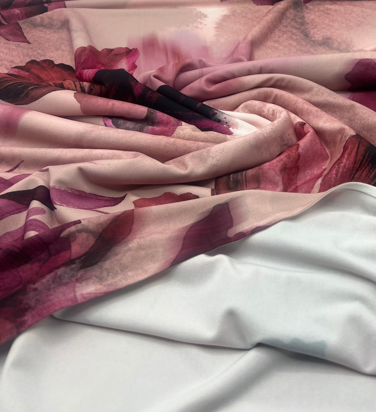 Rose Large Floral Print ITY Fabric 2 Way Stretch