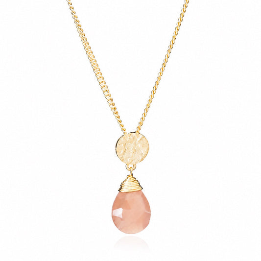 Classic Athena Kate Gemstone Necklace: Peach Moonstone
