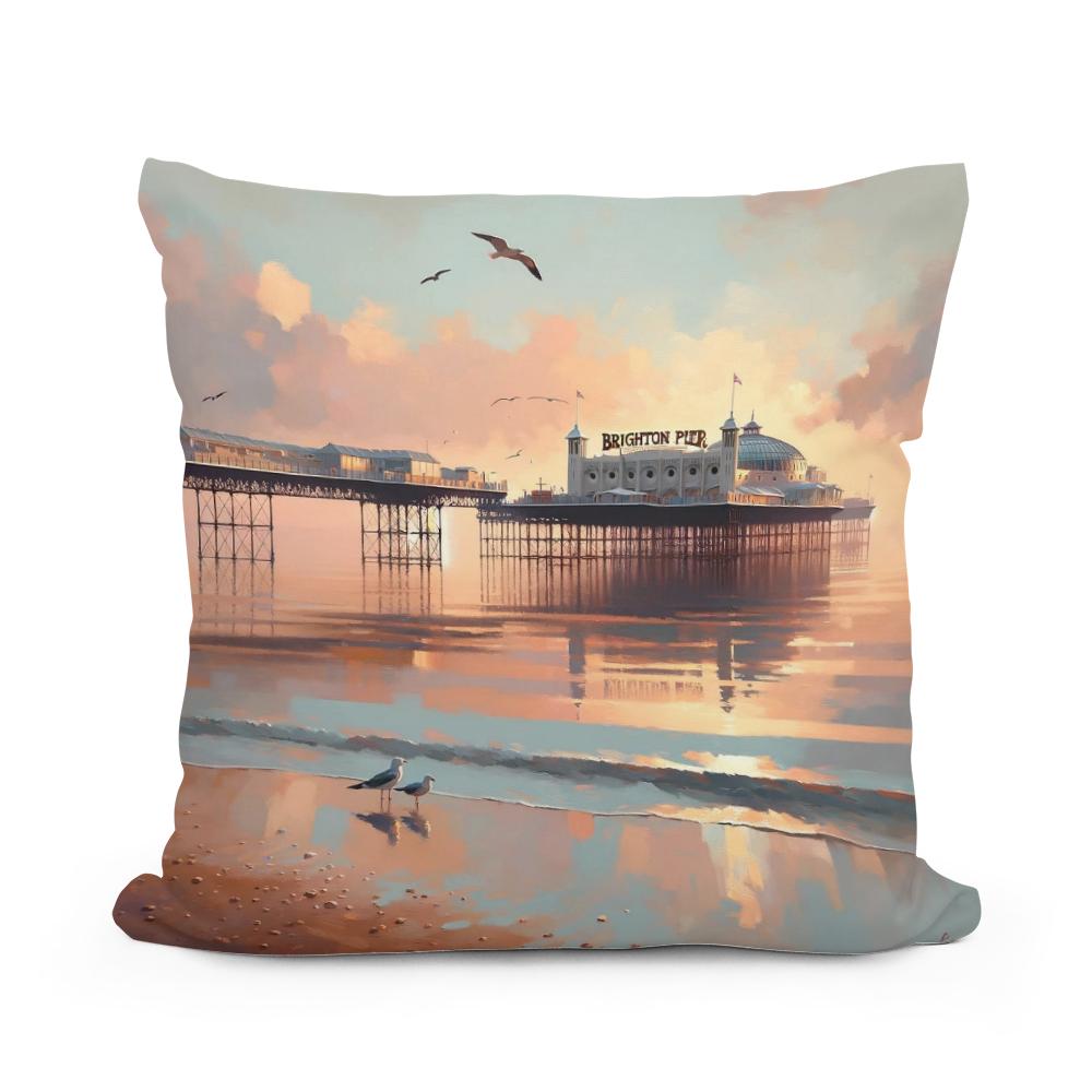 Brighton Pier Tranquil Morning Cotton Cushion