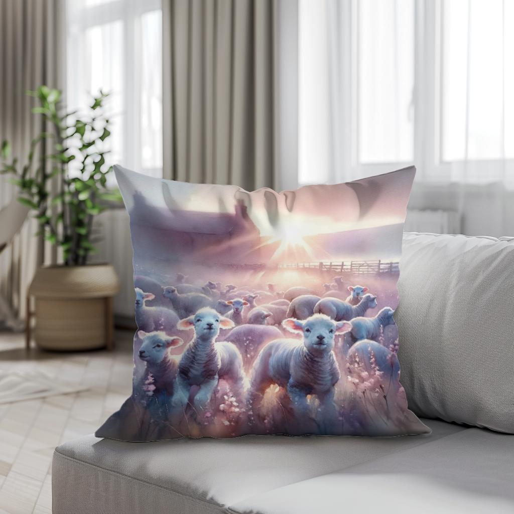Dawn's Gentle Lambs Cotton Cushion