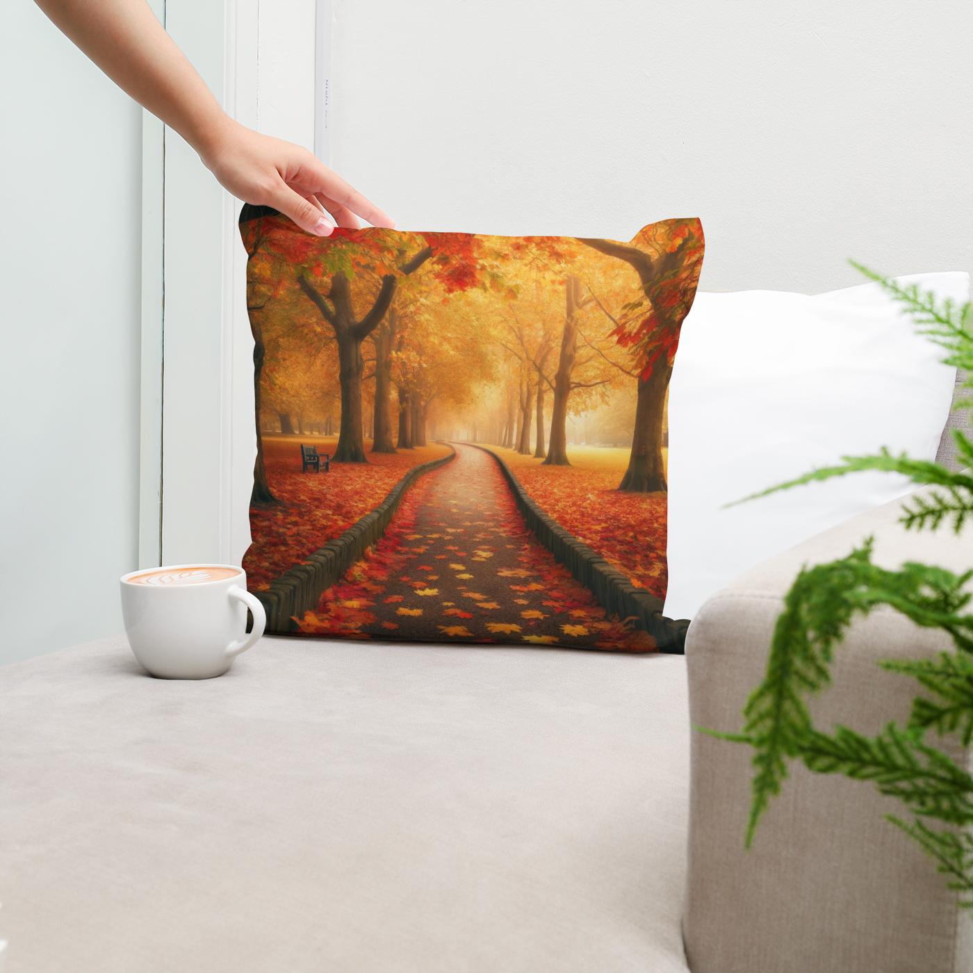 Autumn Pathway Serenity Cotton Cushion