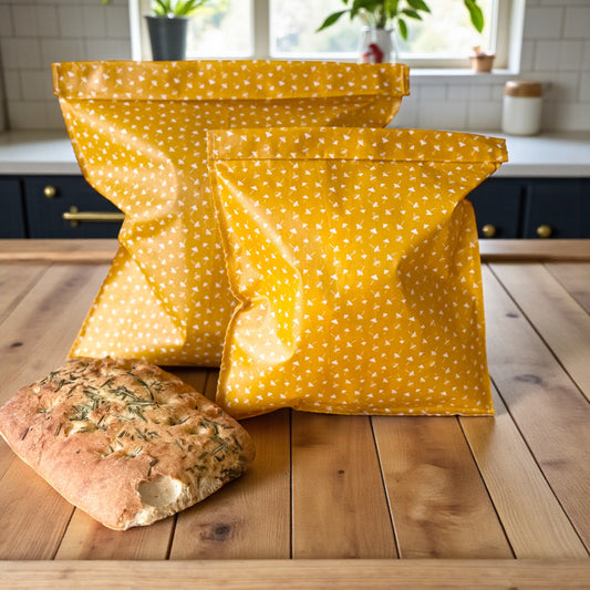 THE Bread Bag –Toadstool Print (Mustard)