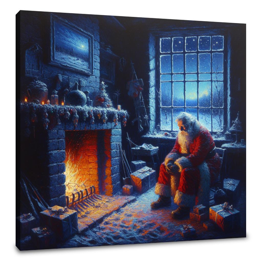 Santa's Solitary Hearth Canvas