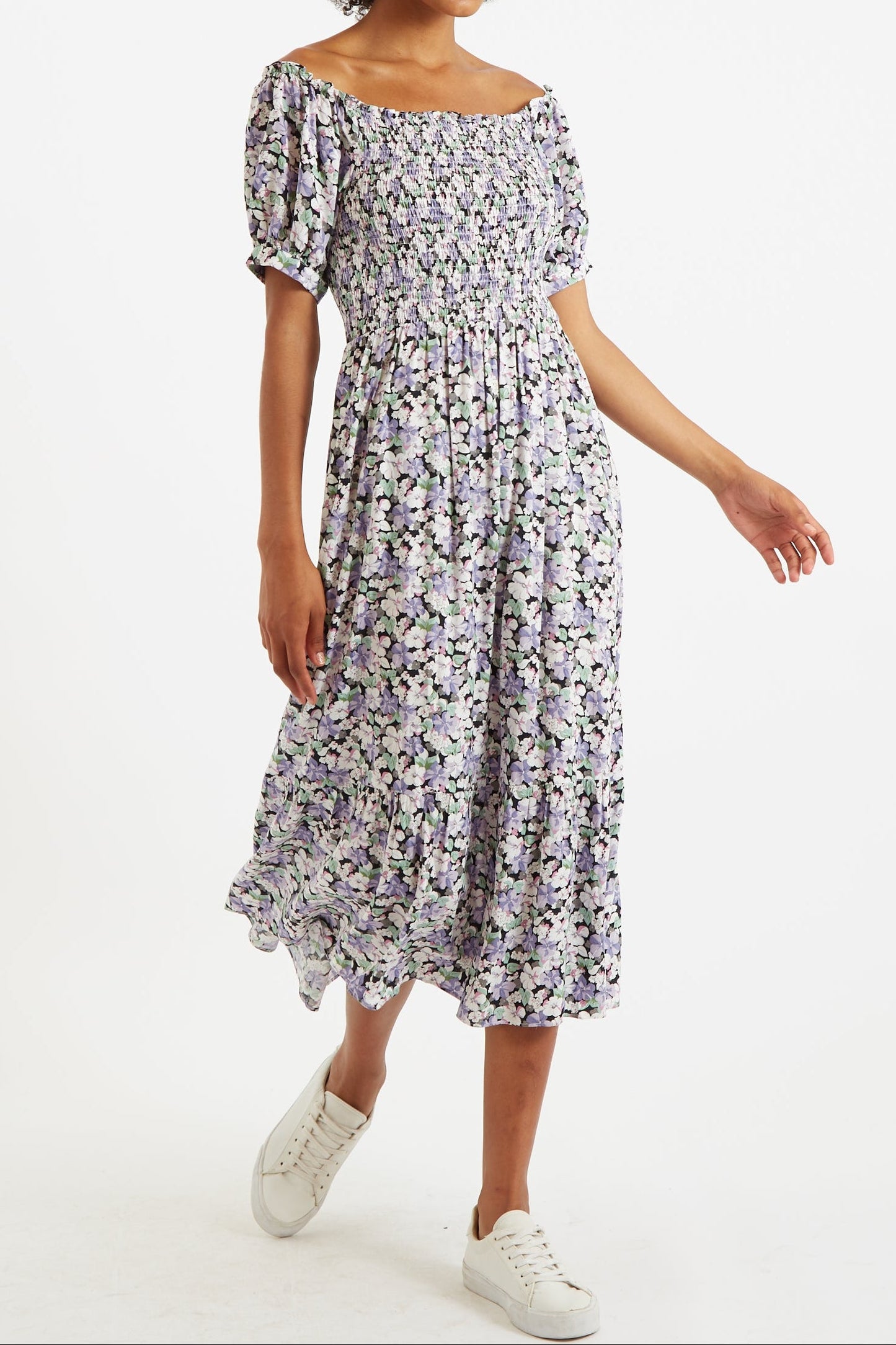 Babette Liseron Shirred Bodice Midi Dress