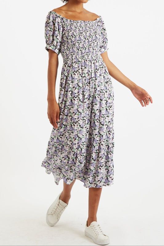 Babette Liseron Shirred Bodice Midi Dress