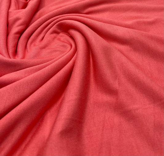 Plain Coral Viscose Elastane Fabric 4 Way Stretch Jersey