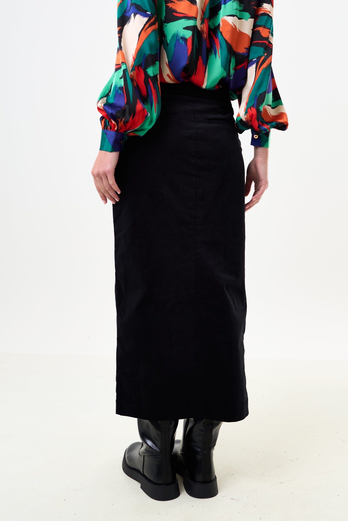 Balthazar Babycord Midi Pencil Skirt - Black