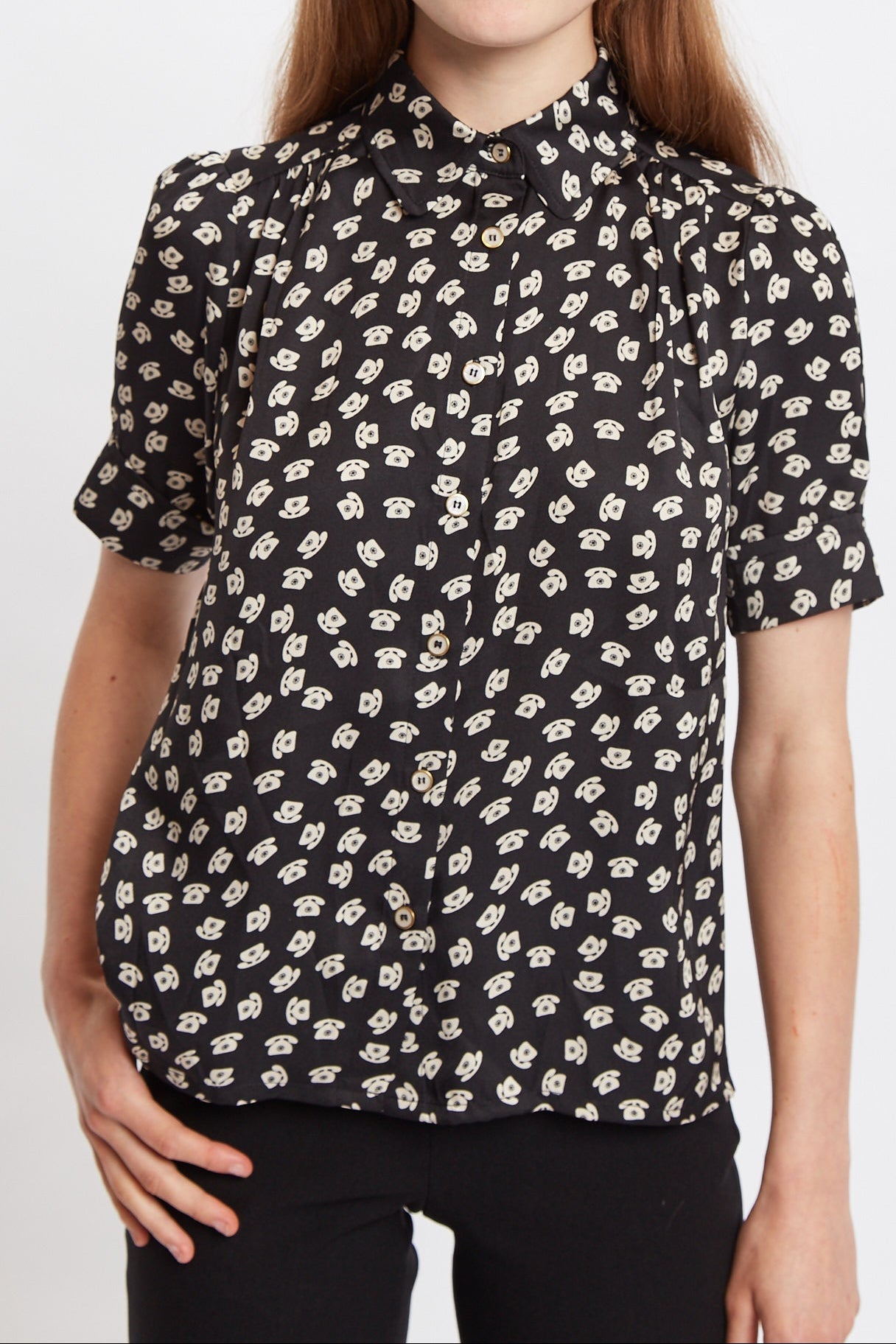 Louche Barclay Call Me Print Short Sleeve Shirt Black