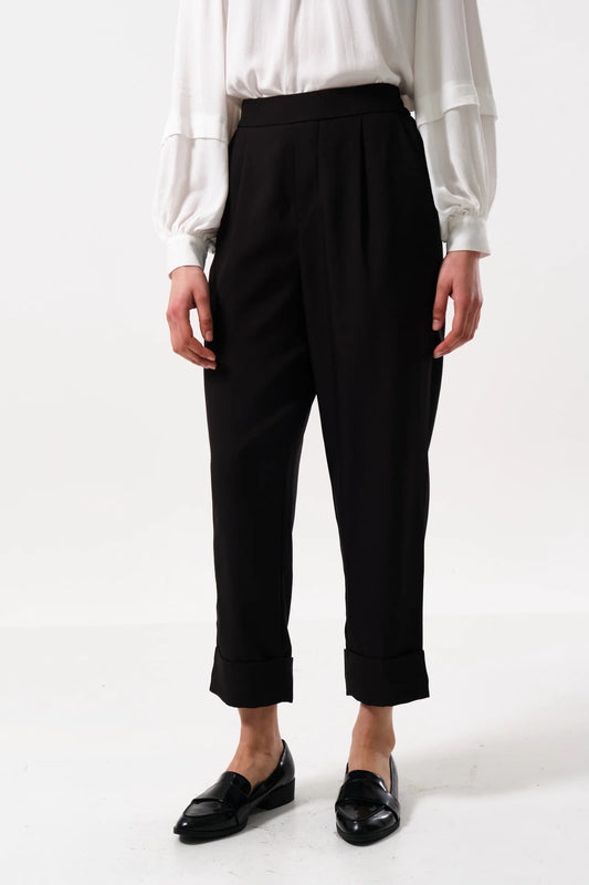 Bayeux Sustainable Satin Back Crepe Trouser - Black