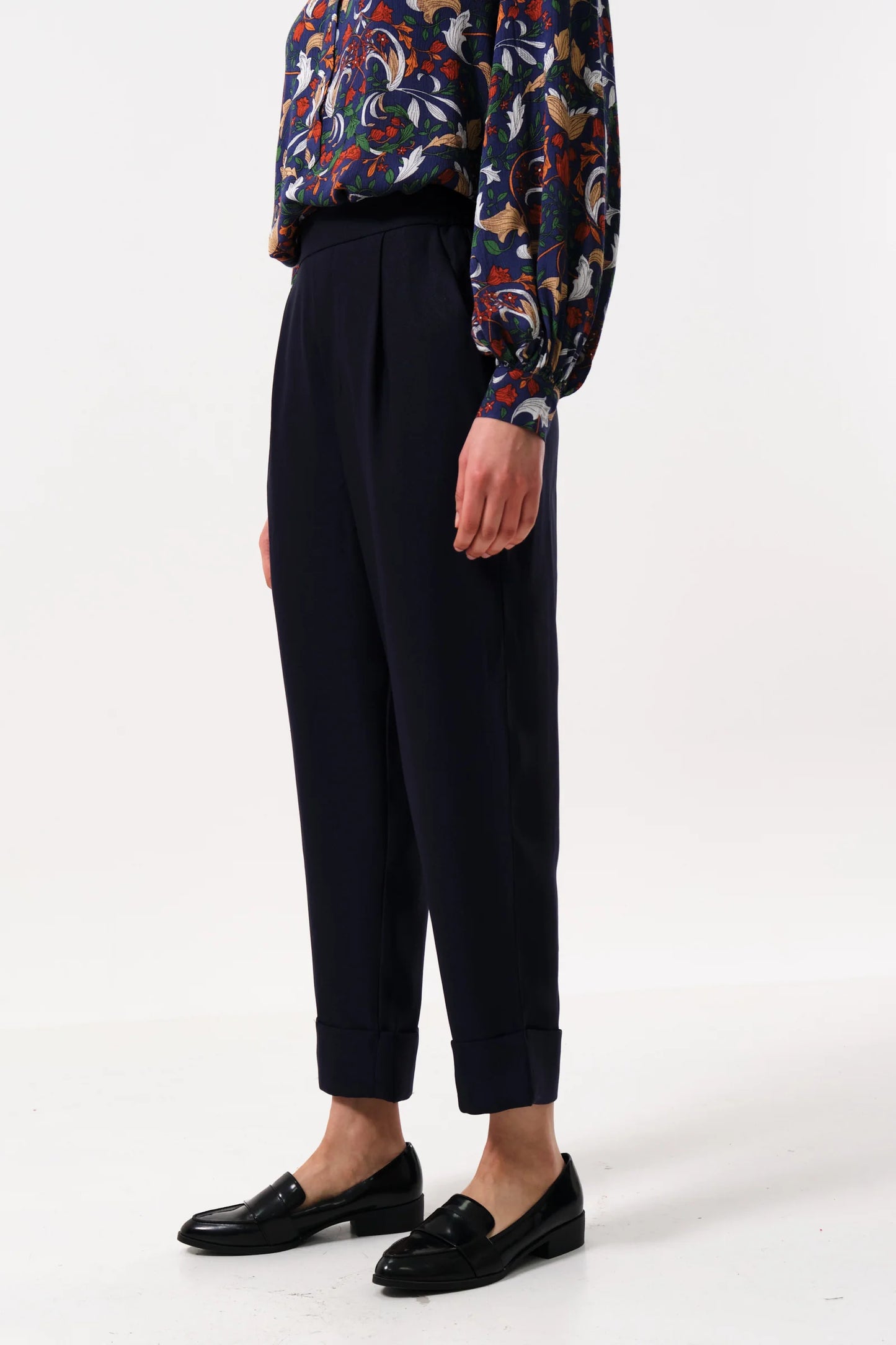 Bayeux Sustainable Satin Back Crepe Trouser - Navy