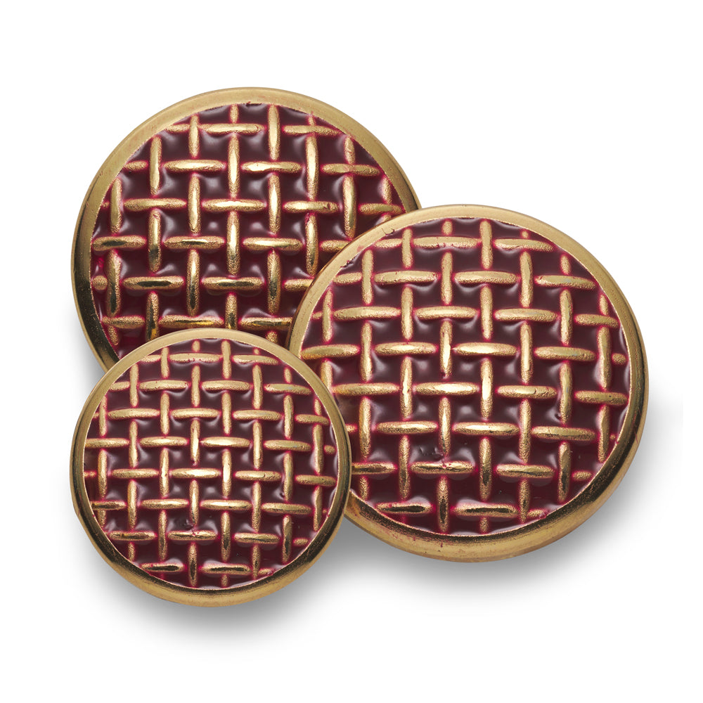 Criss Cross Blazer Button Set In Red Enamel
