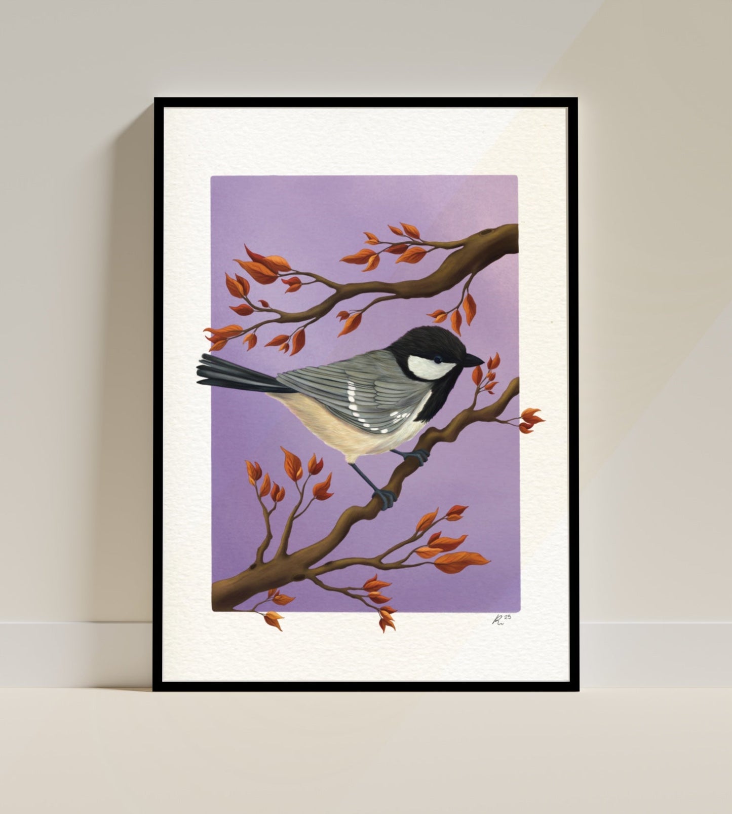 Coal Tit Autumn Art Print for Nature Lovers