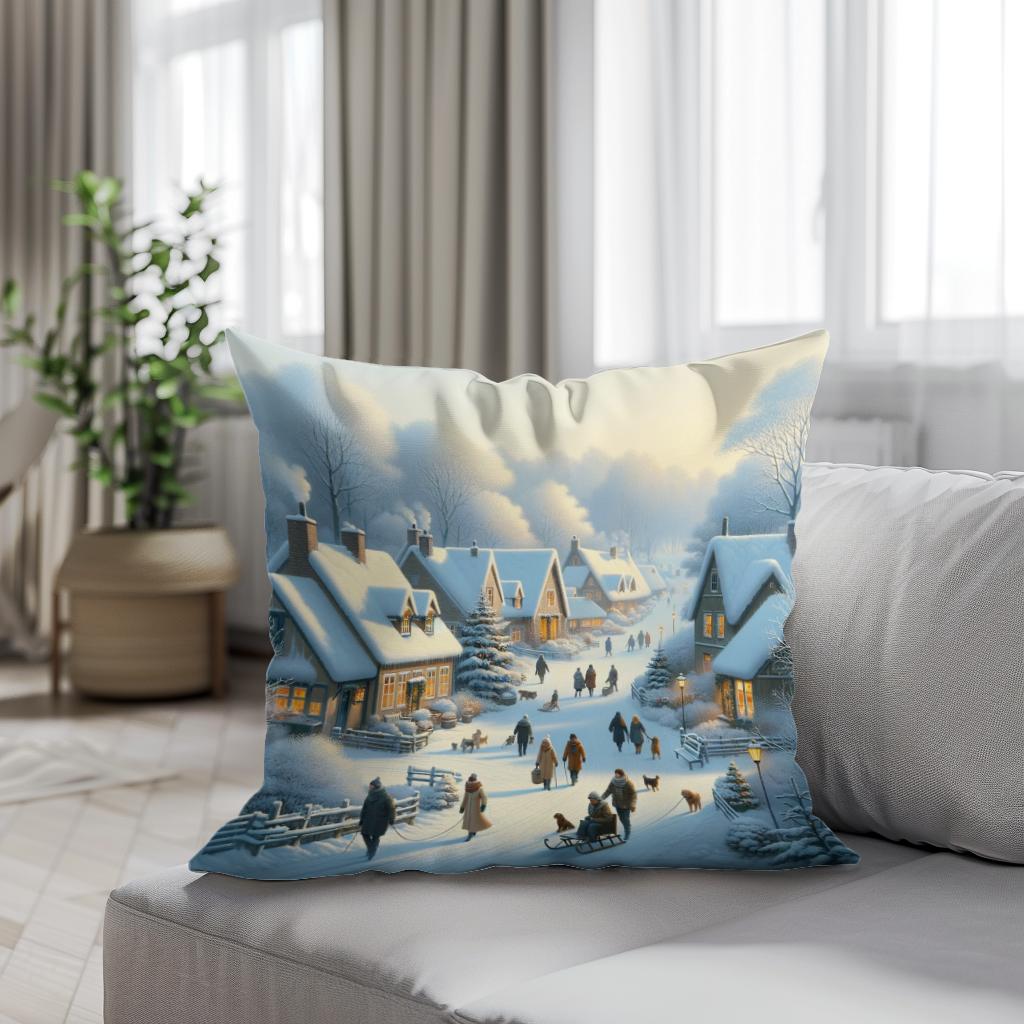 Winter Village Cotton Cushion