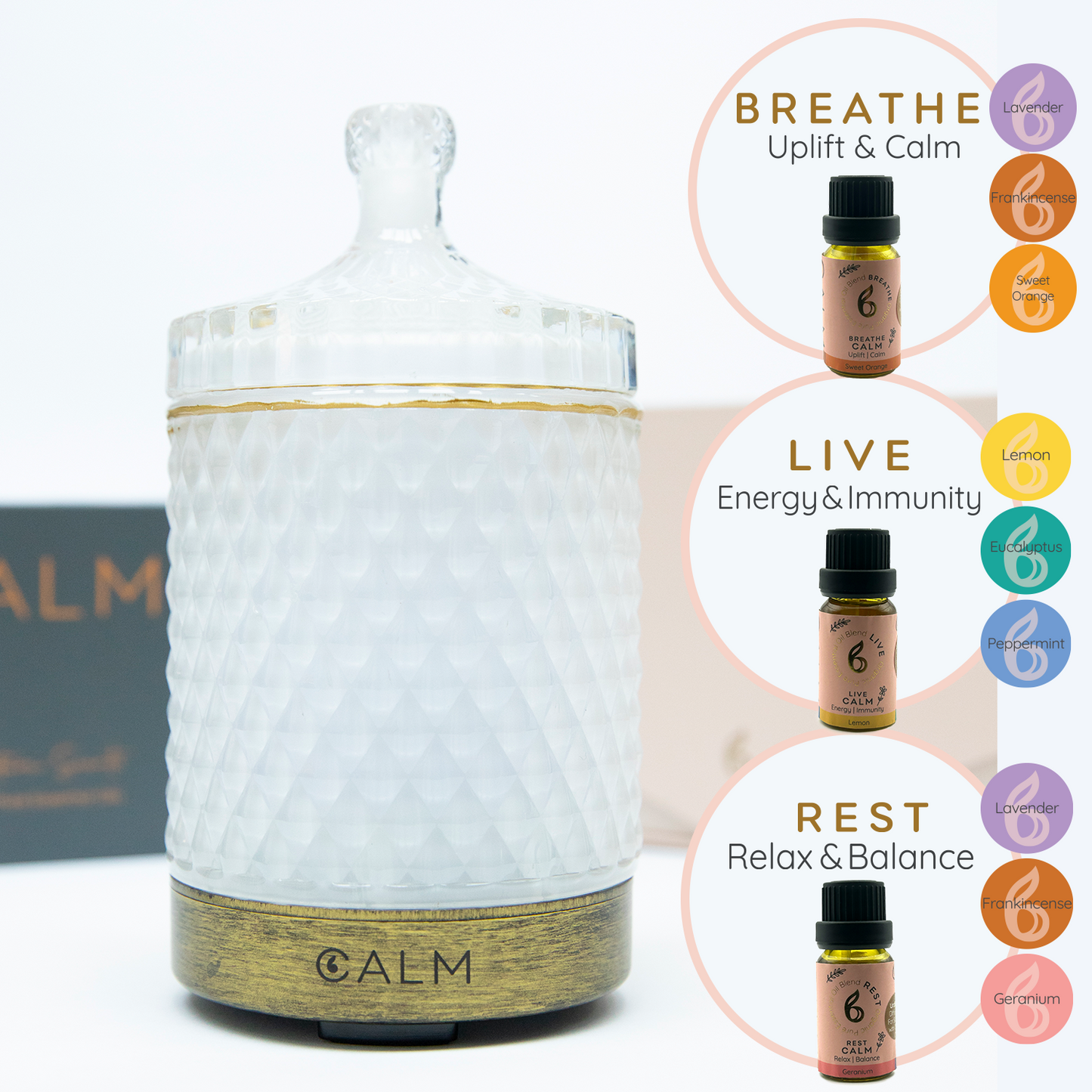 Aroma Diffuser with Blended Oil Steps