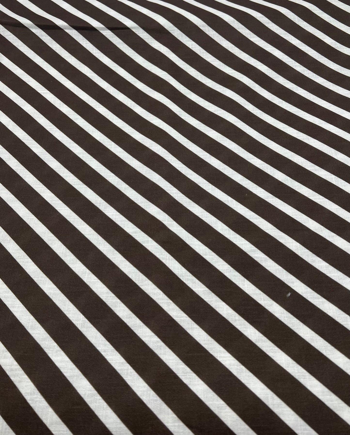 Brown Diagonal Stripe Linen Look Non Stretch Fabric