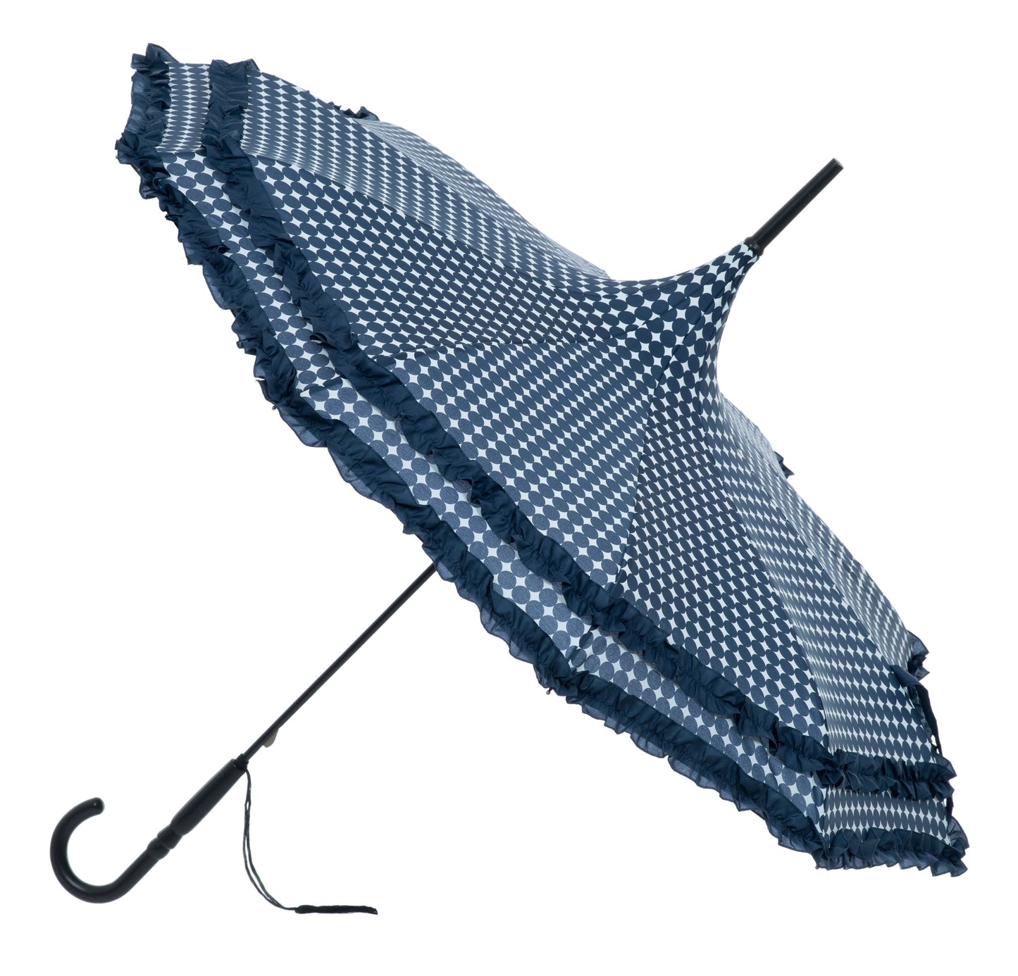 Boutique Pagoda with Frill/Navy Spots Stick