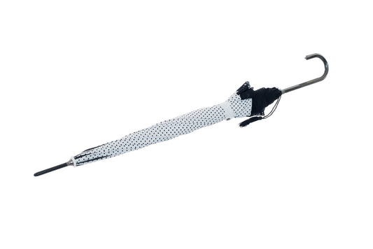 Boutique Classic with Lace White/Black Piped  Umbrella