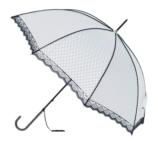 Boutique Classic with Lace White/Black Piped  Umbrella