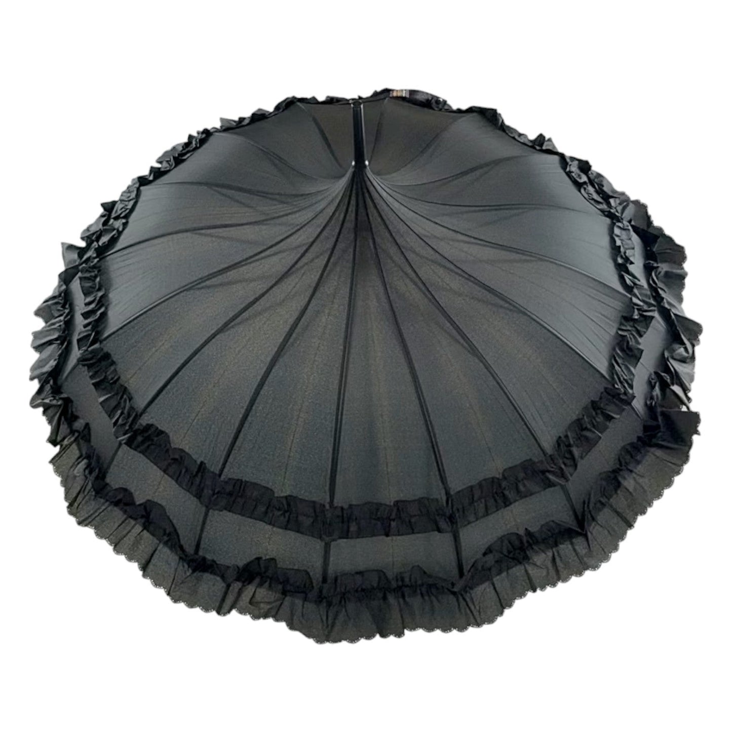 Boutique Frilled Pagoda Umbrella Black